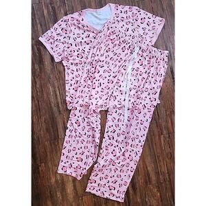 New In Package Shirley And Stone Pink Cheetah Print Pajamas Women's Size 3 xL